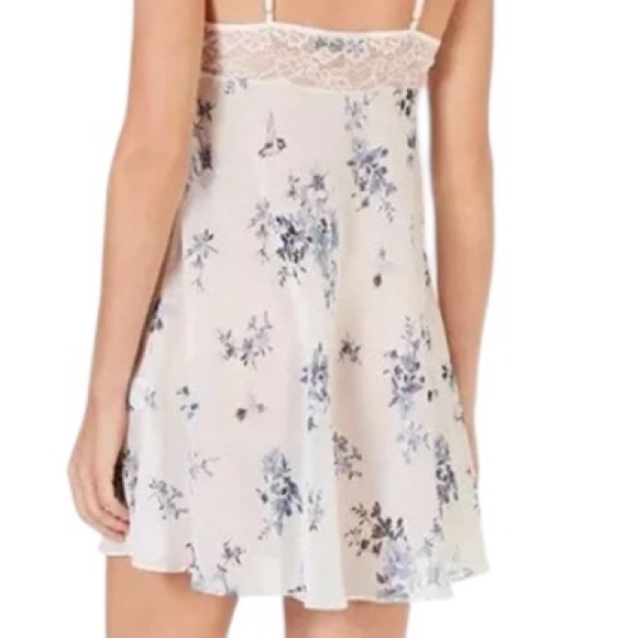 Inc Floral Hummingbird Lace Bodice Chiffon Chemise Nightgown White Blue NEW XXXL - Picture 3 of 5